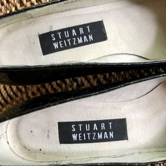 Stuart Weitzman Patent Leather Croc Block Heels Size 7 A - Picture 8 of 9